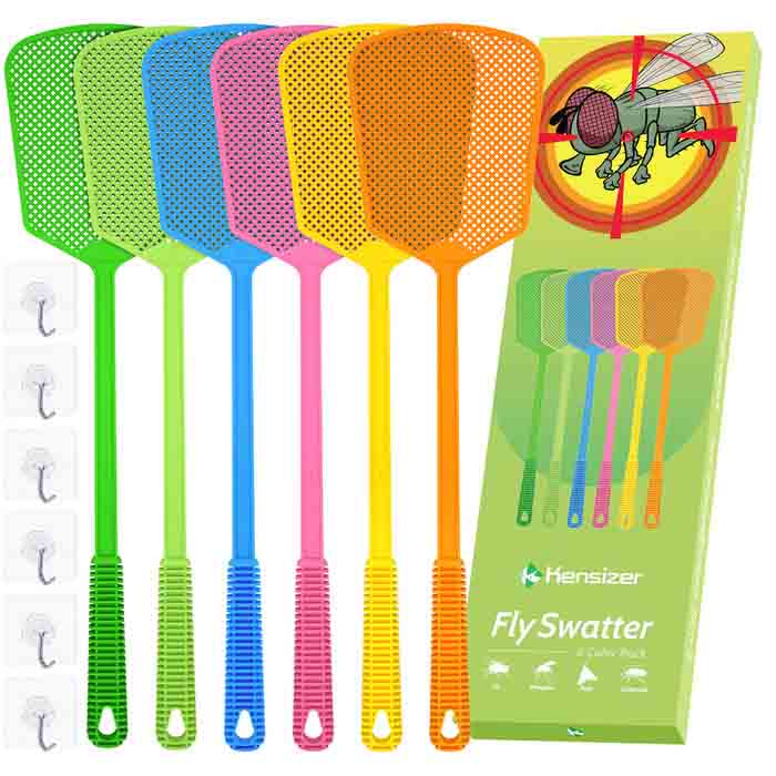 Kensizer 6-Pack Plastic Fly Swatters Heavy Duty, Multi Pack Matamoscas,  Jumbo Long Handle Fly Swat Shatter, Large Bug Swatter That Work for Indoor  and Outdoor